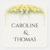 Canary Yellow Romantic Freesia  Floral Wedding Vierkante Sticker (Voorkant)