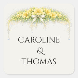 Canary Yellow Romantic Freesia  Floral Wedding Vierkante Sticker