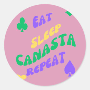 Canasta Enthusiast Mantra Eat Sleep Canasta herhal Ronde Sticker