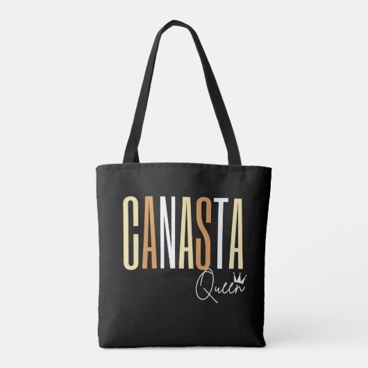 Canasta koningin in bruine letters tote bag (Achterkant)