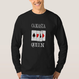 Canasta Queen Plezierige Kaart Spel Avond Hart Kl T-shirt