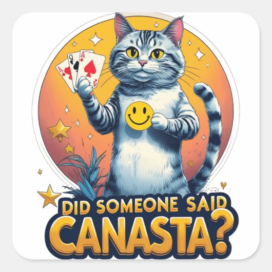 Canastaspel Kaart Strategie Vierkante Sticker (Voorkant)