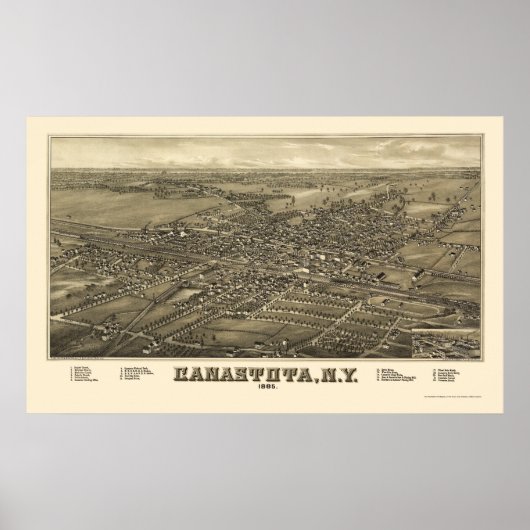 Canastota, NY Panoramic Map - 1885 Poster (Voorkant)