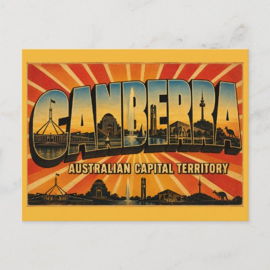 Canberra ACT Hoofdstad Vintage Briefkaart (Voorkant)