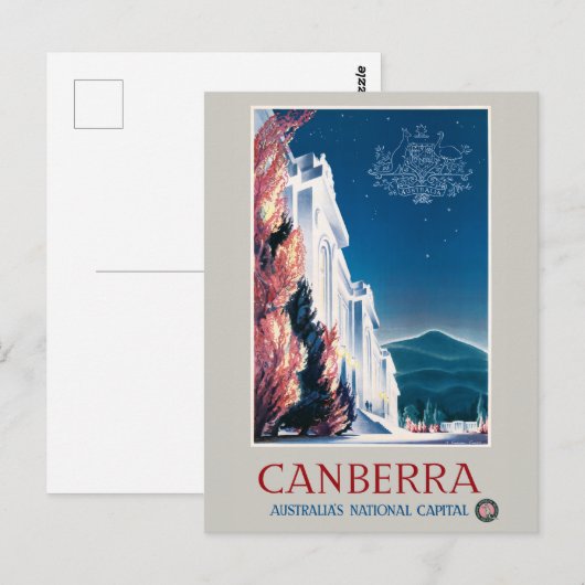 Canberra Australia 1940 Travel Poster Briefkaart (Voorkant / Achterkant)