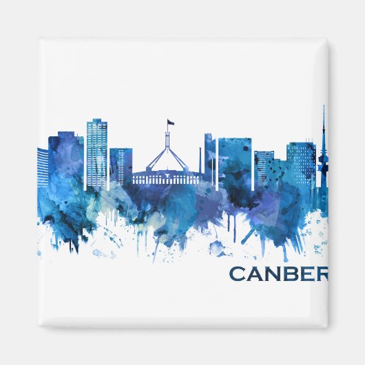 Canberra Australia Skyline Blue Magneet (Voorkant)