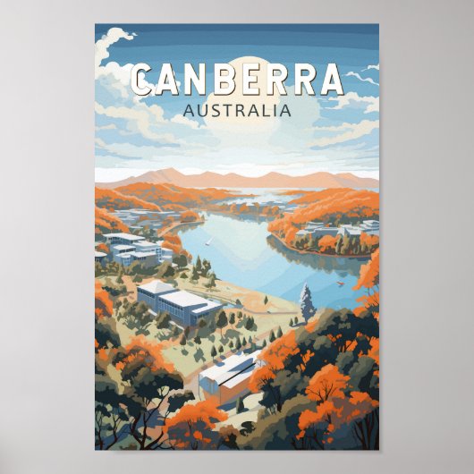 Canberra Australia Travel Art Vintage Poster (Voorkant)