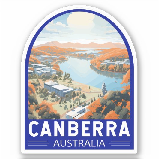 Canberra Australia Travel Art Vintage Sticker (Voorkant)