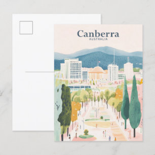 Canberra Australië Gouache Illustratie Reizen Briefkaart