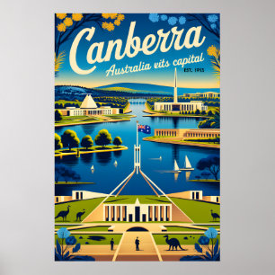 Canberra Australië Retro Reisposter Kunst Poster