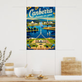 Canberra Australië Retro Reisposter Kunst Poster (Keuken)