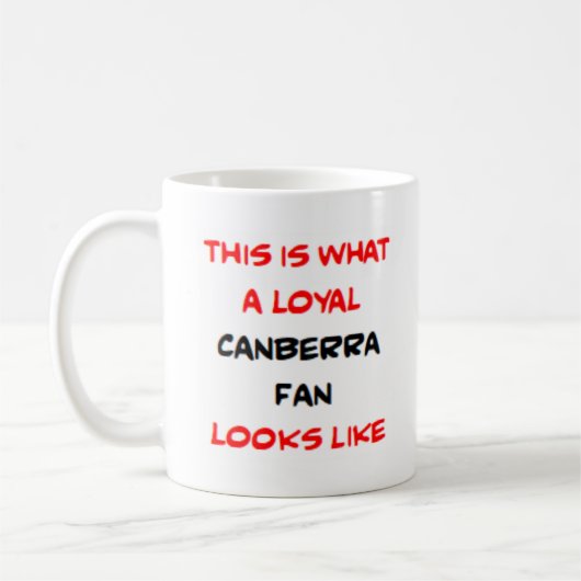 Canberra-fan, trouwe koffiemok (Links)