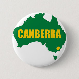 Canberra Green en Gold Map Ronde Button 5,7 Cm