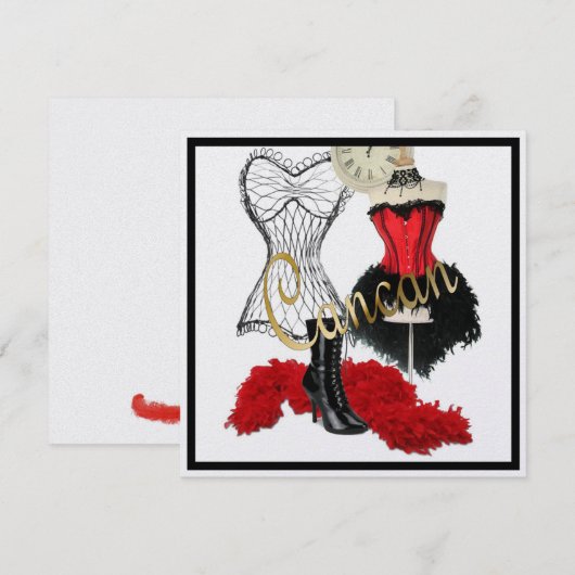 Cancan Costume 1 Uitnodiging (Voorkant / Achterkant)