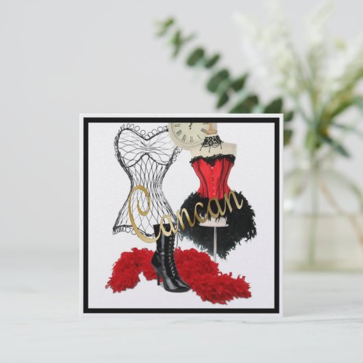 Cancan Costume 1 Uitnodiging (Staand voorkant)