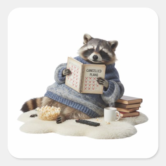 Cancelled Plans Raccoon Sticker (Voorkant)