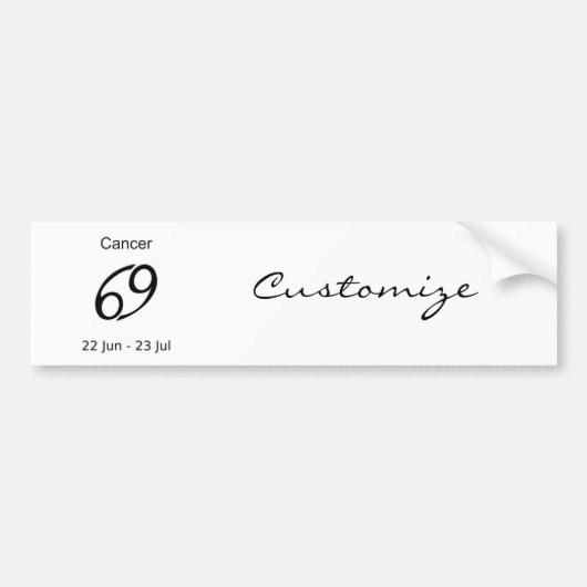 Cancer 69 Zodiac Sign Thunder_Cove Bumpersticker (Voorkant)