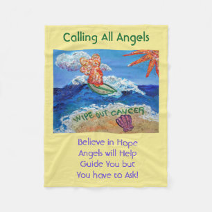 Cancer Angel Chemo Custom Fuzzy Fleece Blanket Deken