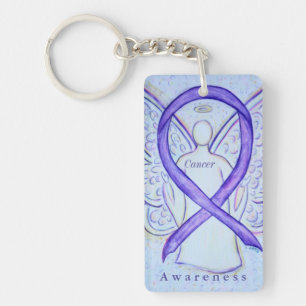 Cancer Angel Violet Awareness Ribbon Sleutelhanger