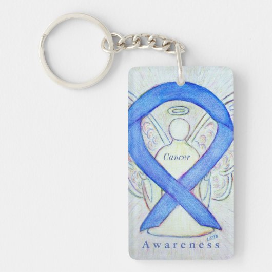 Cancer Angel Violet Awareness Ribbon Sleutelhanger (Voorkant)