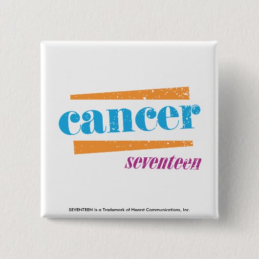 Cancer Aqua Vierkante Button 5,1 Cm (Voorkant)