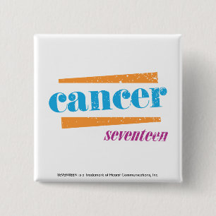 Cancer Aqua Vierkante Button 5,1 Cm