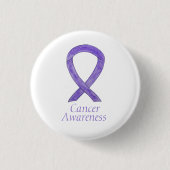 Cancer Awareness Lavendel Lint Custom Pin Button (Voorkant)