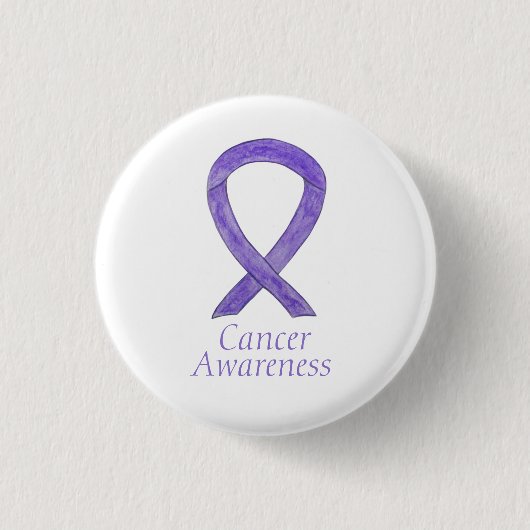 Cancer Awareness Lavendel Lint Custom Pin Button (Voorkant)