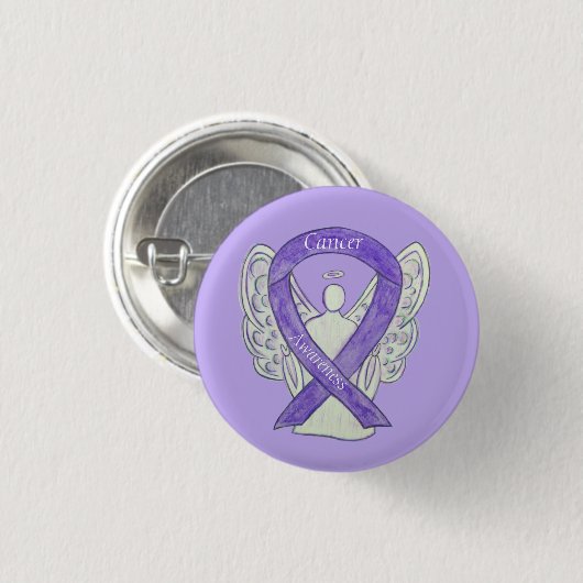 Cancer Awareness Lavendel Lint Engel Button Pins (Voorkant /achterkant)