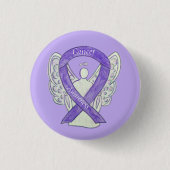 Cancer Awareness Lavendel Lint Engel Button Pins (Voorkant)