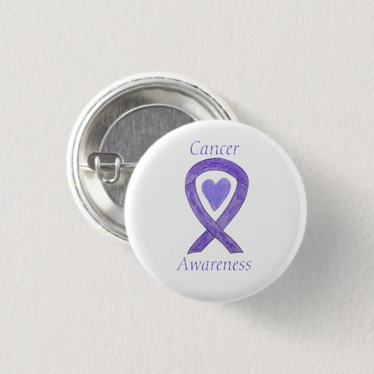 Cancer Awareness Lavendel Lint Hart Button Spelden (Voorkant /achterkant)