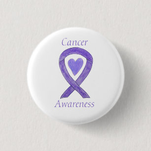 Cancer Awareness Lavendel Lint Hart Button Spelden