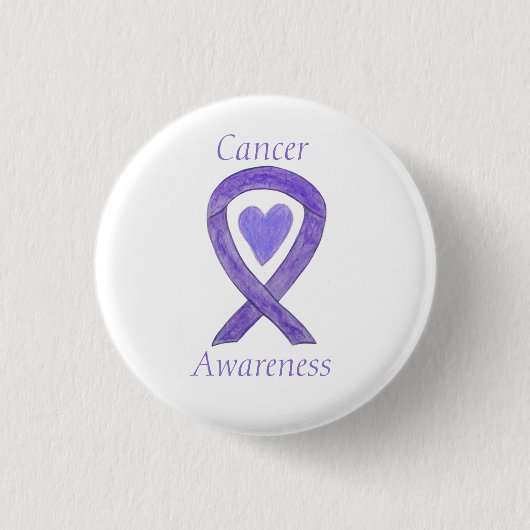 Cancer Awareness Lavendel Lint Hart Button Spelden (Voorkant)