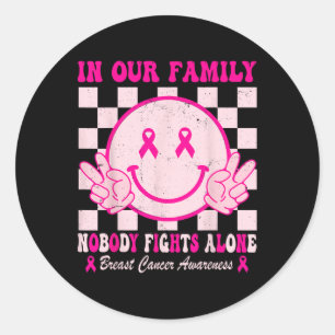 Cancer Awareness Month Groovy Pink Design voor vro Ronde Sticker