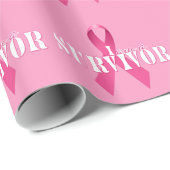 Cancer Awareness Pink Ribbon Survivor Cadeaupapier (Rol Hoek)