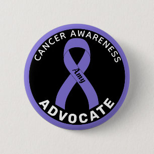 Cancer Awareness Ribbon Black Button