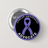 Cancer Awareness Ribbon Black Button (Voorkant /achterkant)