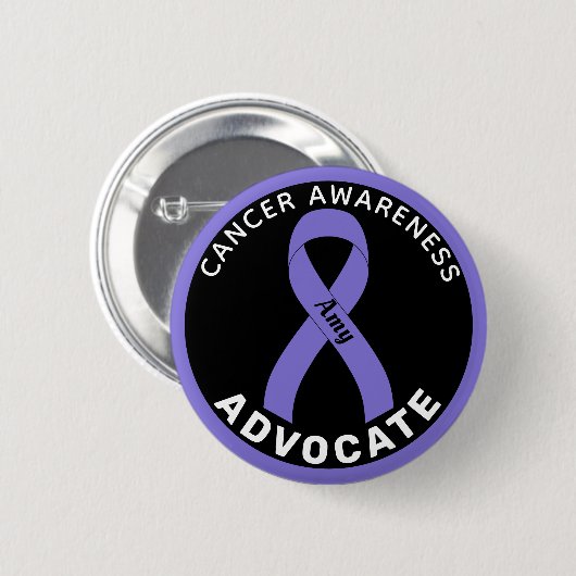 Cancer Awareness Ribbon Black Button (Voorkant /achterkant)