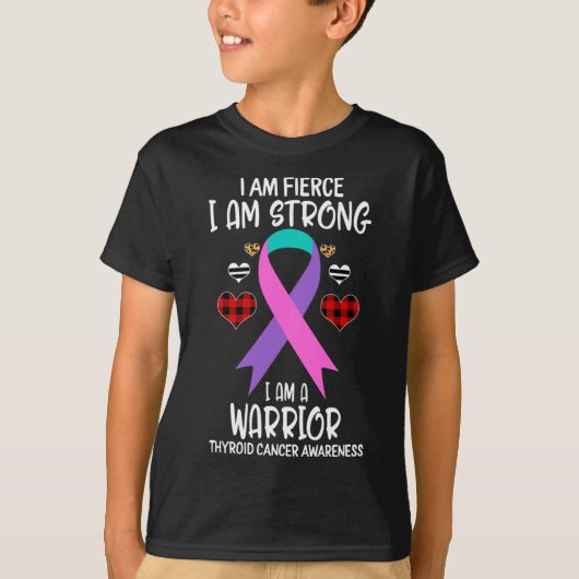 Cancer Awareness Ribbon I Am Fierce Strong Warrior T-shirt (Voorkant)