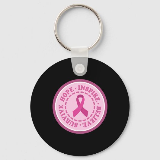Cancer Awareness Survive Hope Inspire Believe  Sleutelhanger (Voorkant)