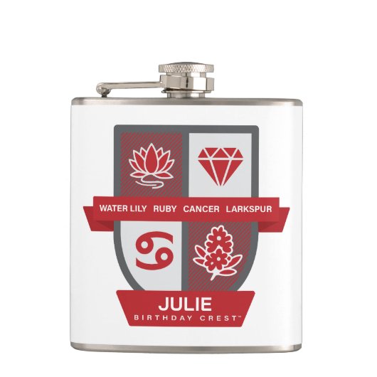 Cancer Birthday Crest™ for July 1-22 Heupfles (Voorkant)