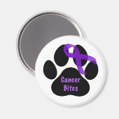 Cancer Bites Dog Paw Paarse Lymfoom kanker Magneet (Voorkant / Achterkant)