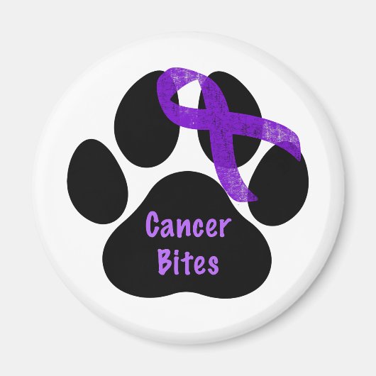 Cancer Bites Dog Paw Paarse Lymfoom kanker Magneet (Voorkant)