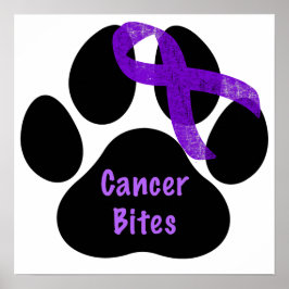 Cancer Bites Dog Paw Paarse Lymfoom kanker Poster