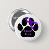 Cancer Bites Dog Paw Paarse Lymfoom kanker Ronde Button 5,7 Cm (Voorkant /achterkant)