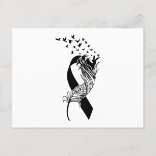 Cancer Black Ribbon Feather Birds Aankondigingskaart