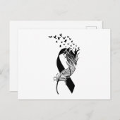 Cancer Black Ribbon Feather Birds Aankondigingskaart (Voorkant / Achterkant)