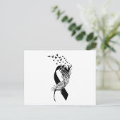 Cancer Black Ribbon Feather Birds Aankondigingskaart (Staand voorkant)