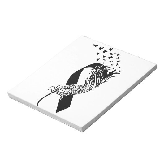 Cancer Black Ribbon Feather Birds Notitieblok (Linkerzijde)
