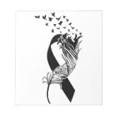 Cancer Black Ribbon Feather Birds Notitieblok (Voorkant)